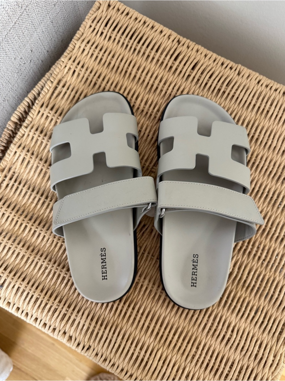 Hermès Women's Chypre Sandals in Light Gray